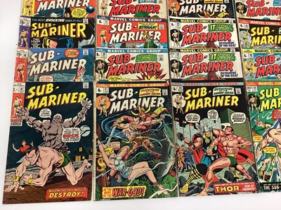 Lot 73 - Large group of Marvel Comics Sub-Mariner 1968 -1974. American and English price variants. Approx 49 including multiple duplicates.