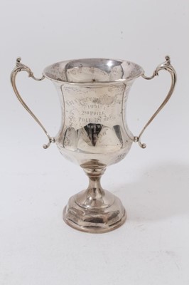 Lot 903 - 1920s silver two handled trophy with presentation inscription 'Mount Stewart Show 1931'