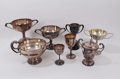Lot 908 - Group of eight silver plated equestrian trophies to include the Balmoral Show 1924, Helen's Bay Horse Show, Craigavad Horse Show and Mount Stewart Horse Show, various sizes