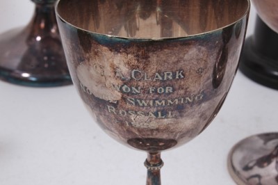 Lot 908 - Group of eight silver plated equestrian trophies to include the Balmoral Show 1924, Helen's Bay Horse Show, Craigavad Horse Show and Mount Stewart Horse Show, various sizes