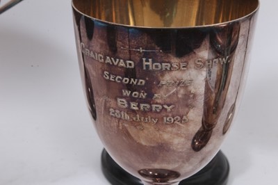 Lot 908 - Group of eight silver plated equestrian trophies to include the Balmoral Show 1924, Helen's Bay Horse Show, Craigavad Horse Show and Mount Stewart Horse Show, various sizes