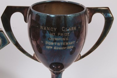 Lot 908 - Group of eight silver plated equestrian trophies to include the Balmoral Show 1924, Helen's Bay Horse Show, Craigavad Horse Show and Mount Stewart Horse Show, various sizes