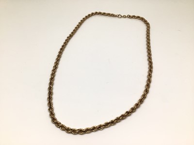 Lot 201 - Italian 9ct gold rope twist necklace, 45.5cm long