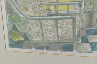 Lot 1130 - *Richard Bawden (b. 1936), signed artists proof lithograph - Conservatory at the Old Rectory, Wath, in glazed frame, 47cm x 67.5cm
