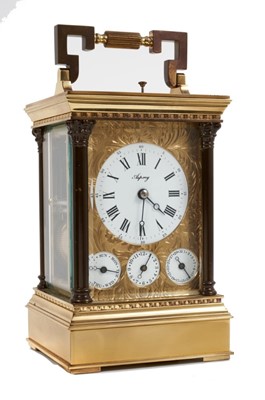 Lot 661 - Fine Asprey brass carriage clock with complications