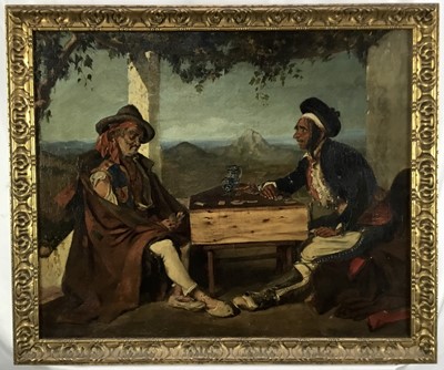 Lot 127 - Continental School, late 19th century, oil on canvas, card players