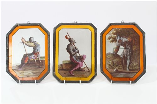 Lot 760 - Three 19th century leaded and coloured hanging...