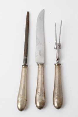 Lot 231 - 1960s Silver handled three piece carving set