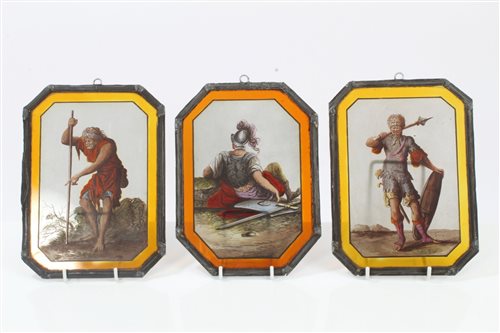 Lot 761 - Three 19th century leaded and coloured hanging...