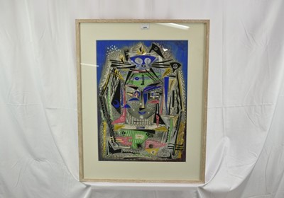 Lot 1261 - Audrey Pilkington (1922-2015) mixed media and collage, The Watcher, signed, 56cm x 41cm, in glazed frame