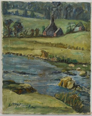 Lot 1257 - Denise Broadley (1914-2007) oil on canvas, Welsh landscape, signed, 57cm x 45cm, unframed