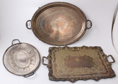 Lot 232 - Three Victorian silver plated two handled trays