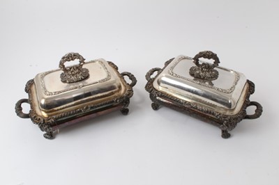Lot 233 - Pair George IV Sheffield plate warming entree dishes