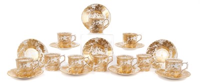 Lot 87 - A set of ten Royal Crown Derby Gold Aves coffee cups and saucers