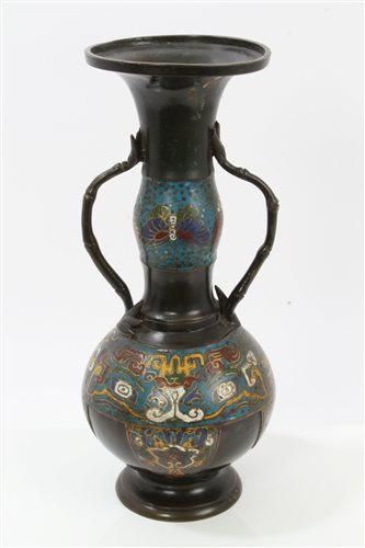 Lot 768 - Antique Chinese bronze and cloisonné vase with...
