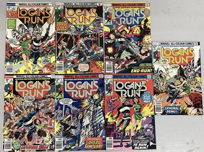 Lot 132 - Marvel Comics Logan's Run, complete mini series issues 1-7. (1976) 1st solo Thanos Story. Priced 10p and 12p. (7)
