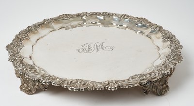 Lot 227 - Good quality George IV silver salver by John Bridge (London 1825)