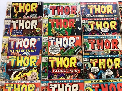 Lot 134 - Large quantity of Marvel comics, The mighty Thor. (1969 - 1979) English and American price variants. Approximately 75 comics.