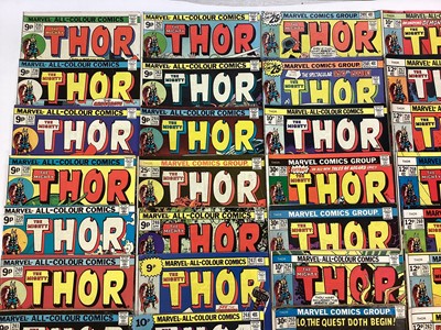 Lot 134 - Large quantity of Marvel comics, The mighty Thor. (1969 - 1979) English and American price variants. Approximately 75 comics.