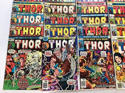 Lot 134 - Large quantity of Marvel comics, The mighty Thor. (1969 - 1979) English and American price variants. Approximately 75 comics.