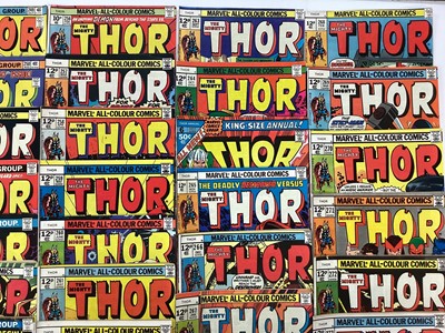 Lot 134 - Large quantity of Marvel comics, The mighty Thor. (1969 - 1979) English and American price variants. Approximately 75 comics.