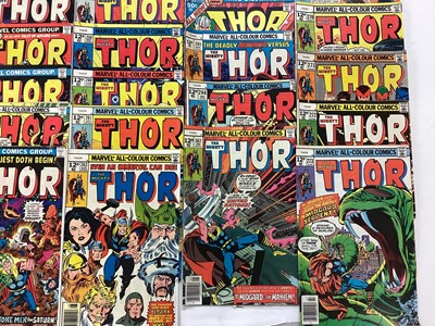 Lot 134 - Large quantity of Marvel comics, The mighty Thor. (1969 - 1979) English and American price variants. Approximately 75 comics.