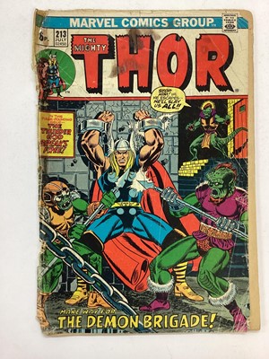 Lot 134 - Large quantity of Marvel comics, The mighty Thor. (1969 - 1979) English and American price variants. Approximately 75 comics.