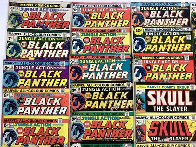 Lot 146 - Box of Marvel Comics. Mostly 1970's. To include Kazar, Skull the slayer, Man-wolf, The Beast, super villain team up and Jungle action featuring the Black Panther. Approximately 80 comics.