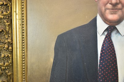 Lot 1266 - *Richard Stone, oil on canvas, half length portrait of 
Professor Clive Parry of Downing College, Cambridge 
(posthumous portrait)