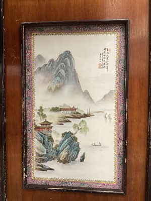 Lot 145 - Chinese famille rose painted porcelain panel