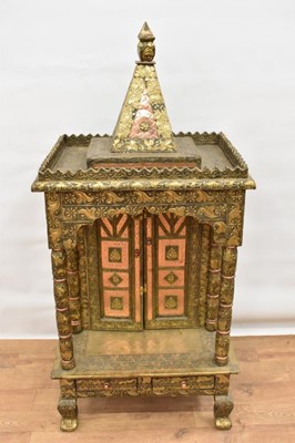 Lot 1437 - Unusual Indian metal mounted temple cabinet