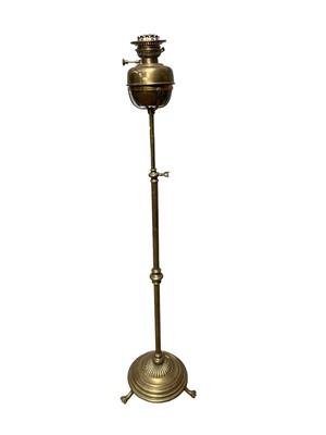 Lot 84 - Brass floor standing oil lamp