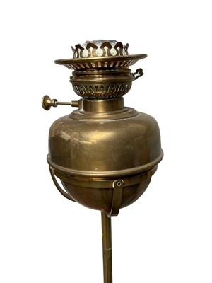 Lot 84 - Brass floor standing oil lamp