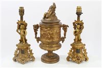 Lot 775 - Pair late 19th century gilt metal electric...