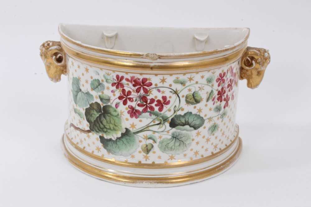 Lot 95 - A Derby bough pot, painted with ‘Variegated Geranium’, circa 1790-1800
