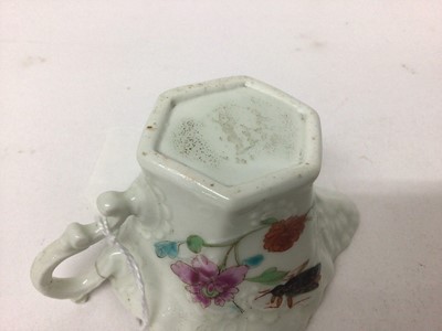 Lot 99 - A Worcester hexagonal ‘May Bug’ pattern cream boat, circa 1770