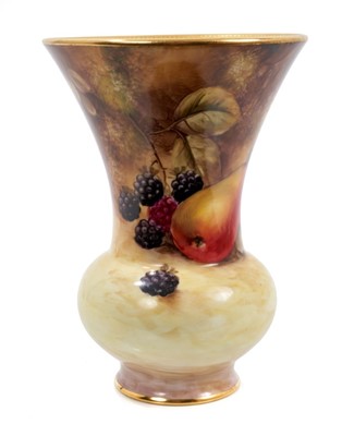 Lot 98 - A Royal Worcester vase, painted by John Smith with luscious fruits
