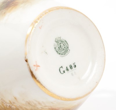 Lot 88 - A Royal Worcester vase, painted with Highland cattle by James Stinton, printed marks in green for circa 1914