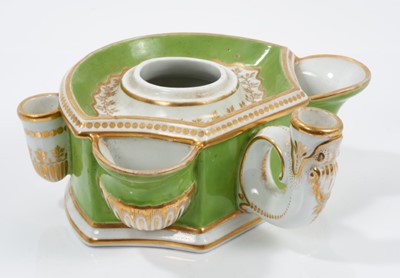 Lot 115 - A Flight and Barr Worcester green ground inkwell, circa 1796-1800