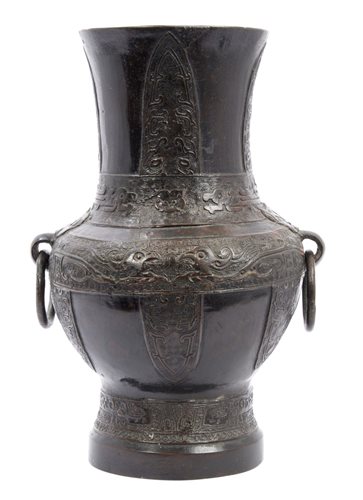 Lot 779 - Antique Chinese bronze archaic-style vase with...