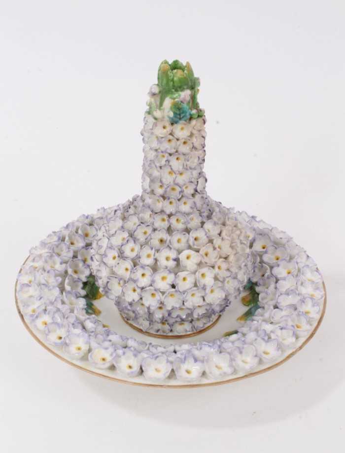 Lot 102 - A 19th century English porcelain flower applied pastille burner and cover, circa 1840