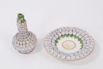 Lot 102 - A 19th century English porcelain flower applied pastille burner and cover, circa 1840