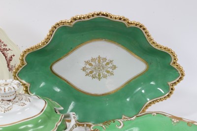 Lot 120 - A Flight, Barr and Barr Worcester coffee can and saucer, a similar green ground dish, a sauce tureen and cover and other items