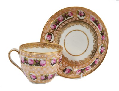 Lot 114 - A Derby Bute shape teacup and saucer, painted by William Billingsley, pattern number 269, circa 1790