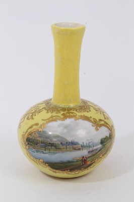 Lot 119 - A Meissen miniature yellow ground vase, a German porcelain bird and other items