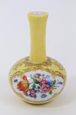 Lot 119 - A Meissen miniature yellow ground vase, a German porcelain bird and other items