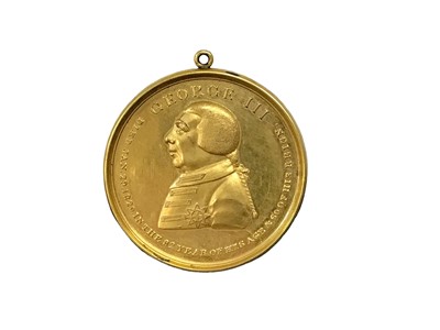 Lot 94 - The death of H.M. King George III, rare gilt metal commemorative medallion