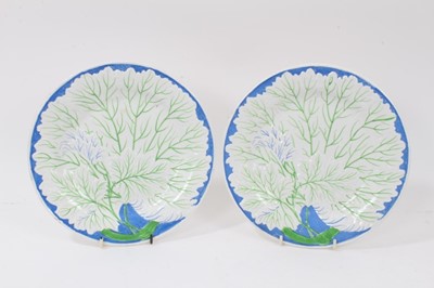 Lot 90 - A pair of pearlware plates, boldly painted in bright blue and green, circa 1820-30