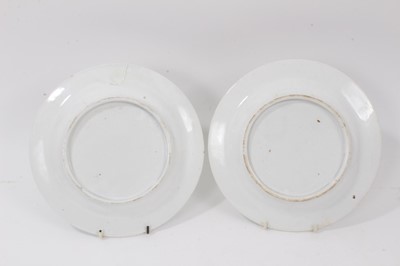 Lot 90 - A pair of pearlware plates, boldly painted in bright blue and green, circa 1820-30