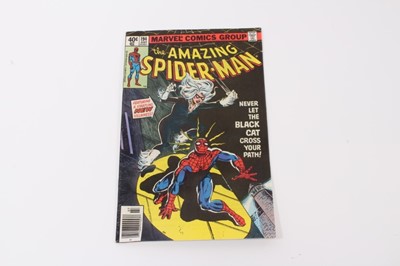 Lot 140 - Marvel Comics, 1979 The Amazing Spider-Man, first appearance of Black Cat. Priced 40cent